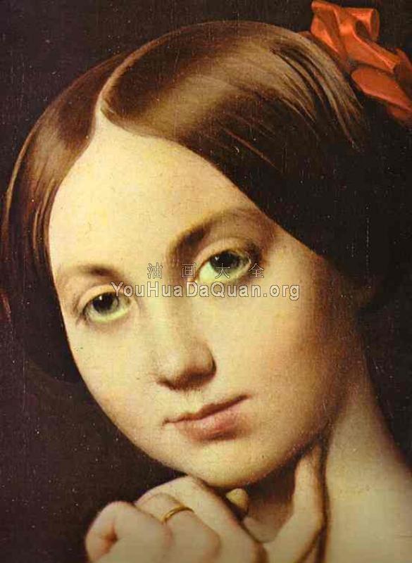 Vicomtesse Othenin d-Haussonville detail - 让·奥古斯特·多米尼克·安格尔